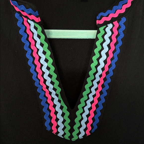 Black Dress with Colorful Ric Rac trim Size Large - Picture 2 of 4